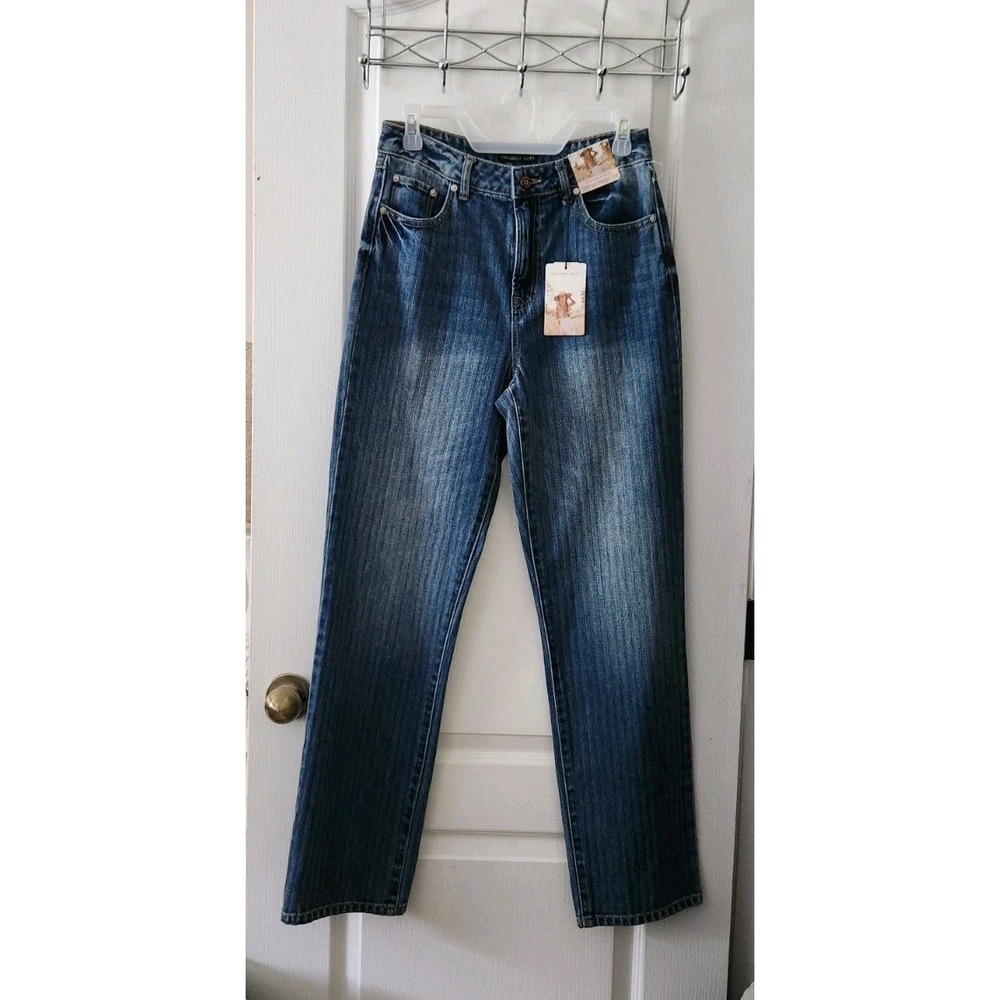 Sincerely Jules Stripe 90's Straight Blue Jeans‎ High Rise Denim Size 7/28